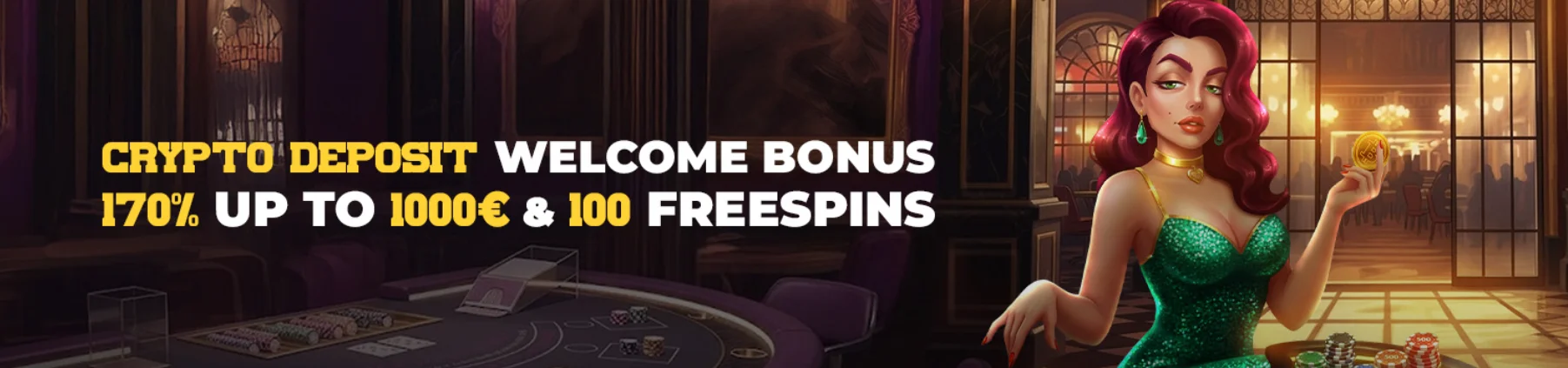 crypto deposit welcome bonus 170%and 100 free spins